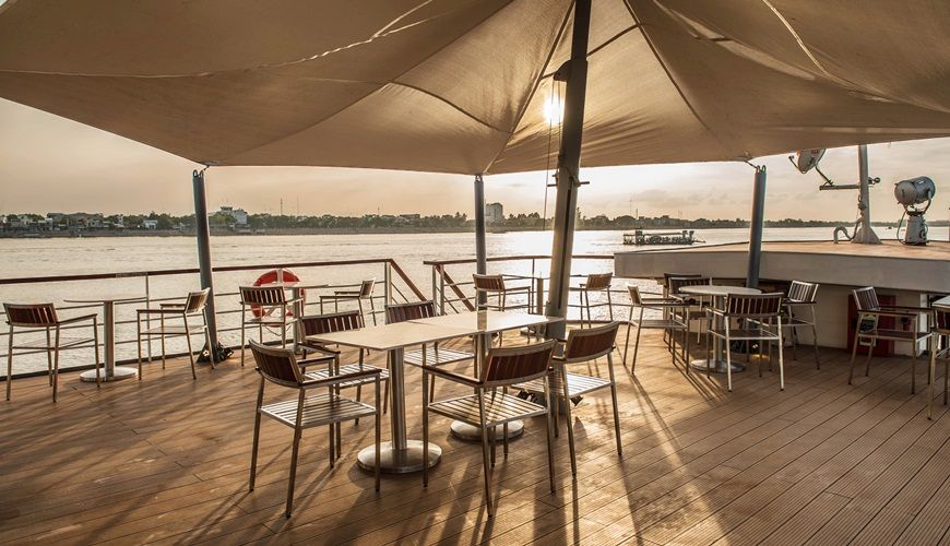 View of Mekong Delta on the sundeck of Mekong Eye Explorer Cruise